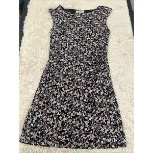 Ann Taylor LOFT womens L sleevless dress black floral classy night out